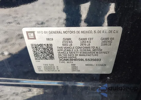 2020 Chevrolet Blazer Awd 2Lt z USA, uszkodzony, nr VIN 3GNKBHRS9LS535693